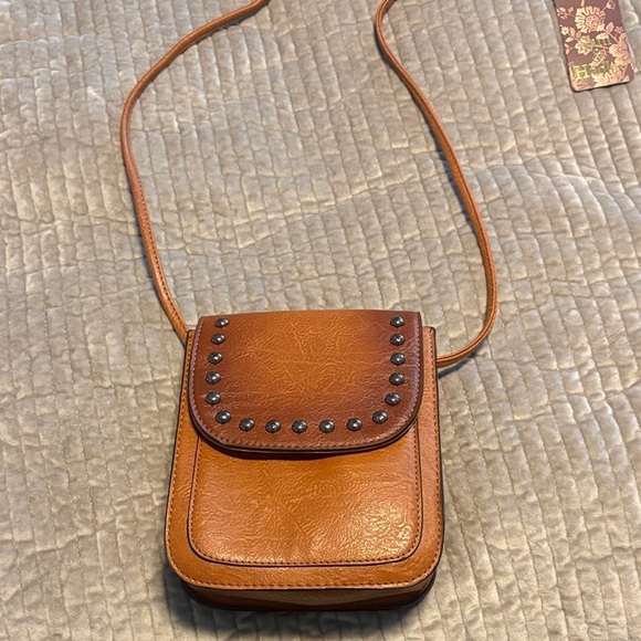 Handbags - Studded Tan Leather Crossbody Bag